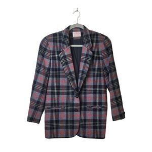 Pendleton Vintage Plaid Longline Virgin Wool Blazer Size 10